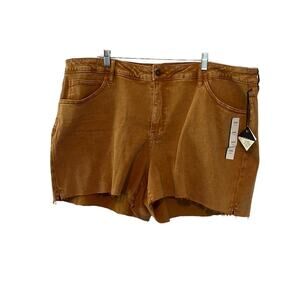 A New Day Mid Rise Midi Dark Khaki Cut Off Shorts